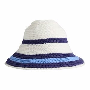 Baby Gap Striped Knit Bucket Hat, White Blue, Size 12-24 Months, NEW